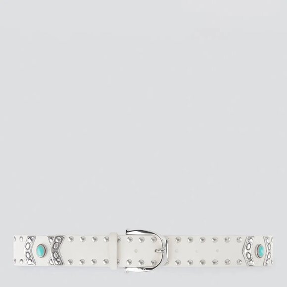 IRO Paris Vadot Studded Embellished Leather Belt White Size 70 NWT main image 4